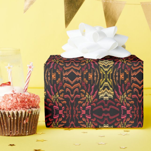 Shades Of Orange Red Yellow Ribbon Art Design Geschenkpapier (Geburtstagsparty)