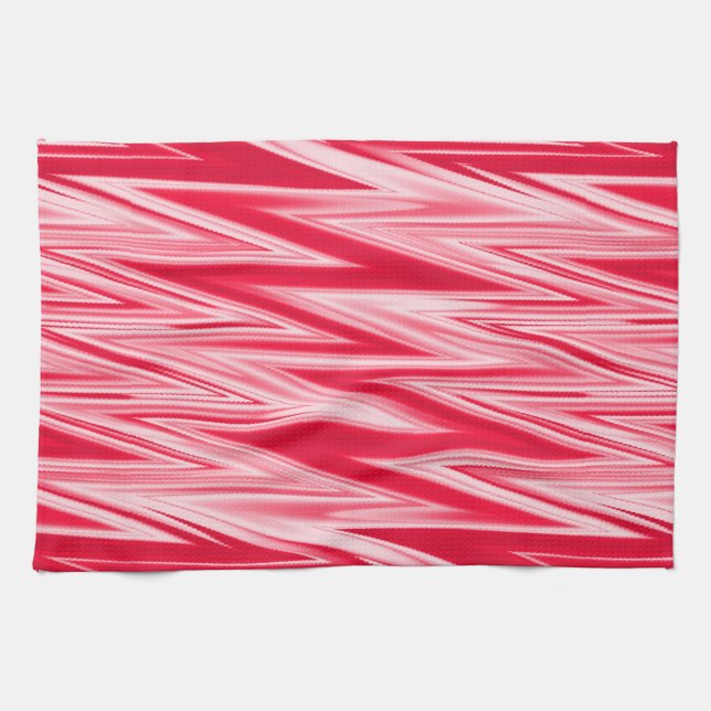 Shades of Red Abstrakt Zigzag Pattern Geschirrtuch (Horizontal)