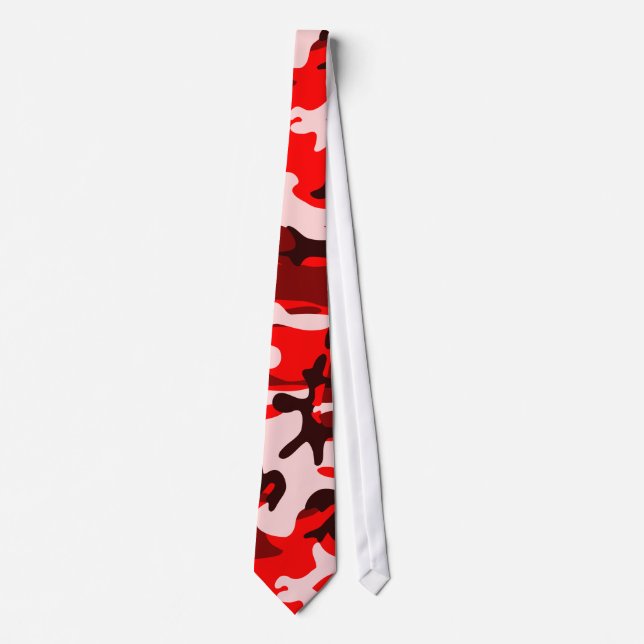 Shades of Red and Pink Camouflage Necktie Krawatte (Vorderseite)