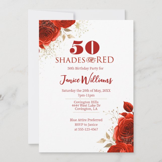 Shades of Red Birthday Invitation (Devant)