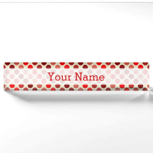 Shades of Red Polka Dots von Shirley Taylor Namensplakette