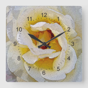 shades of white to yellow quadratische wanduhr