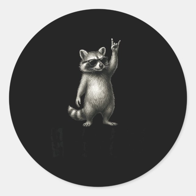 Shades Trash DJ Rock Raccoon Panda Runder Aufkleber (Vorderseite)