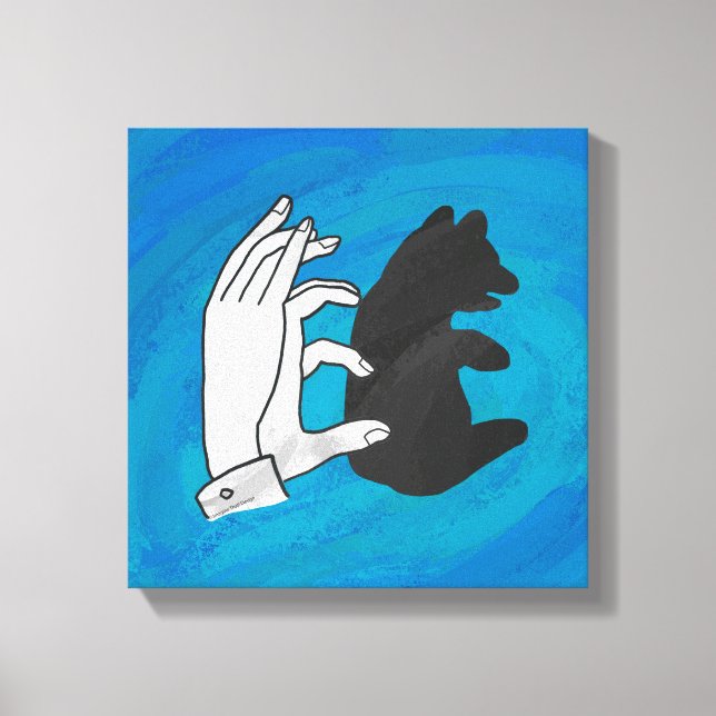 Shadow Bear Cube On Blue Leinwanddruck (Vorderseite)