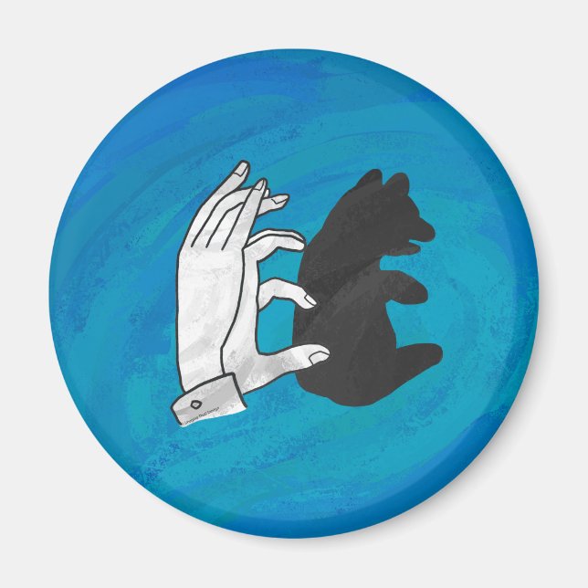 Shadow Bear Cube On Blue Magnet (Vorne)