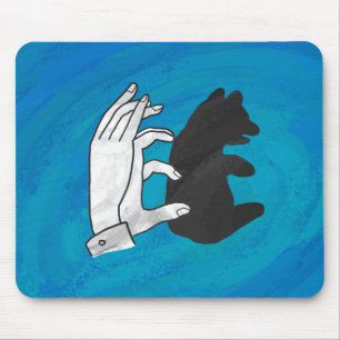 Shadow Bear Cube On Blue Mousepad