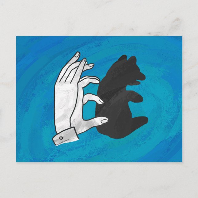 Shadow Bear Cube On Blue Postkarte (Vorderseite)