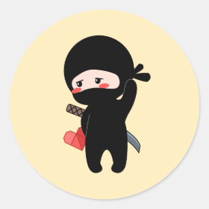 Shadow Blushing Ninja HolOrigami Paper Heart Runder Aufkleber