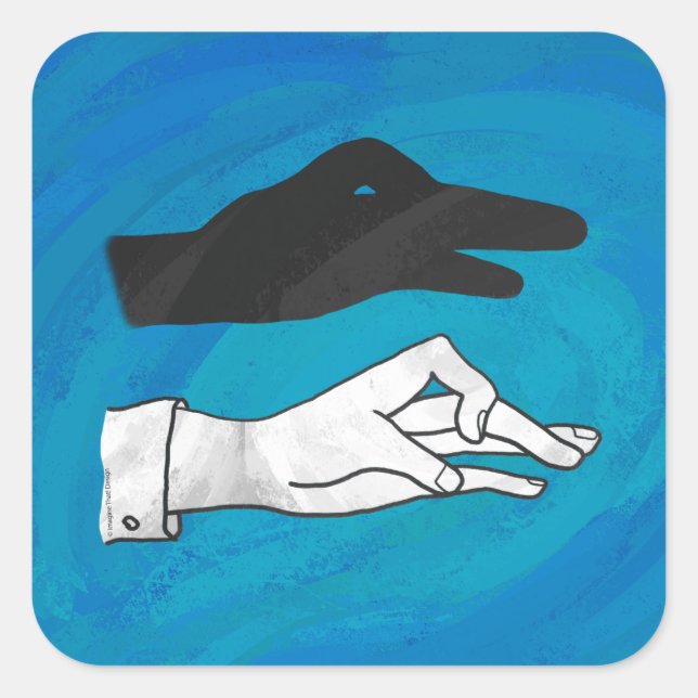 Shadow Duck On Blue Quadratischer Aufkleber (Vorderseite)