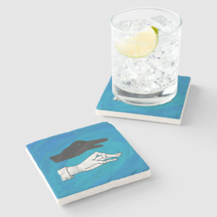 Shadow Duck On Blue Steinuntersetzer