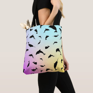 shadow fish shark whale on gradient ocean tasche