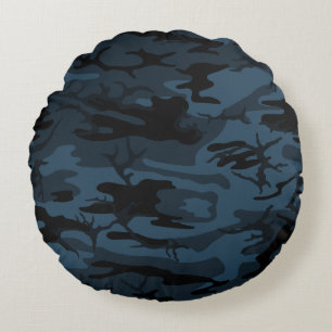 Shadow Gray Camouflage Rundes Kissen