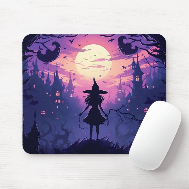 Shadow Hexe Halloween Castle Pumpkins Mousepad (Mit Mouse)