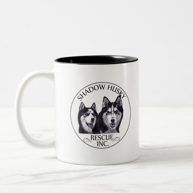 Shadow Husky Rescue-Logo Zweifarbige Tasse (Links)