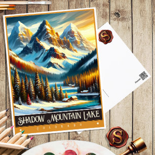 Shadow Mountain Lake, Colorado   Vintage Malerei Postkarte