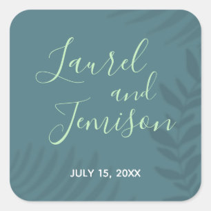 Shadow Palm Aquamarin Quadratischer Aufkleber