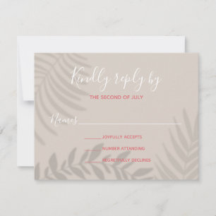 Shadow Palm Tan und Coral RSVP Karte