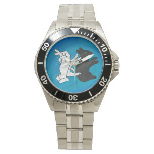 Shadow Rabbit auf blau Armbanduhr