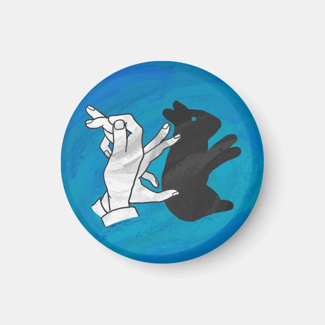 Shadow Rabbit auf blau Magnet (Vorne)