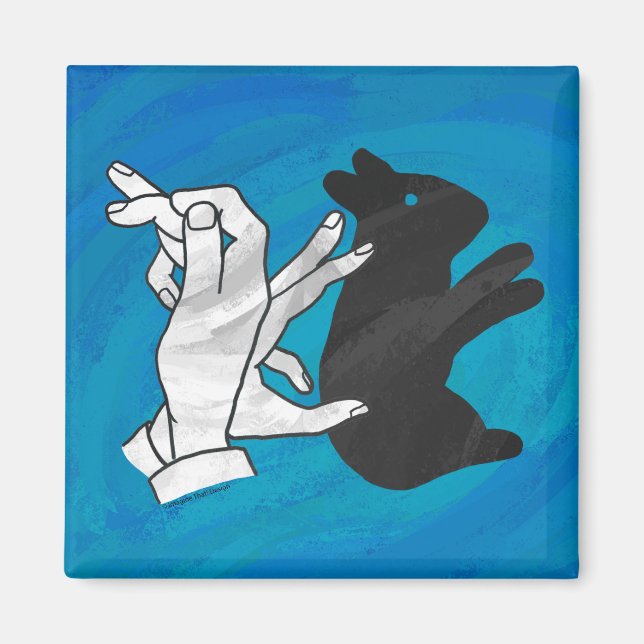 Shadow Rabbit auf blau Magnet (Vorne)