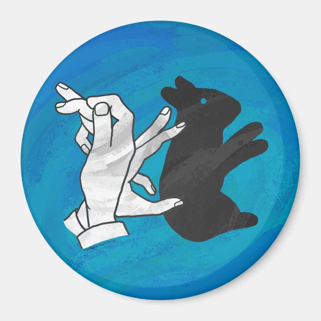 Shadow Rabbit auf blau Magnet (Vorne)