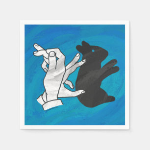 Shadow Rabbit auf blau Serviette