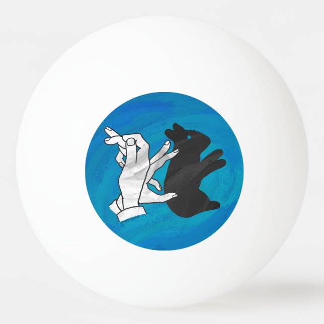 Shadow Rabbit auf blau Tischtennisball (Rückseite)