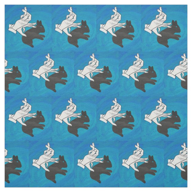 Shadow Rabbit auf Blue Stoff (Muster)
