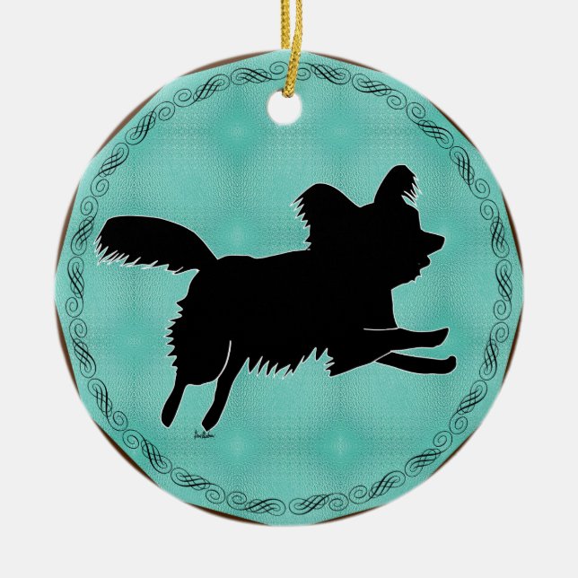 Shadow Silhouette Papillon Keramik Ornament (Vorne)