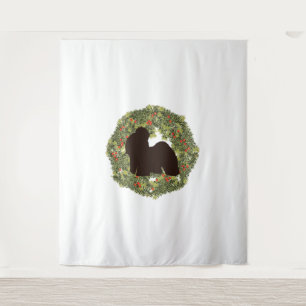 Shadow-Silhouette Shih Tzu in einem Kranz Wandteppich
