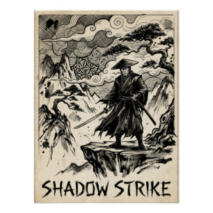 Shadow Strike Samurai-Tusche-Kunstposter Poster