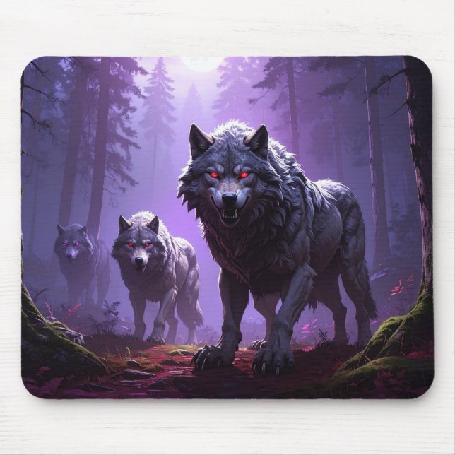 Shadowfang Pack – Midnight Wolves Fantasy Mousepad (Vorne)