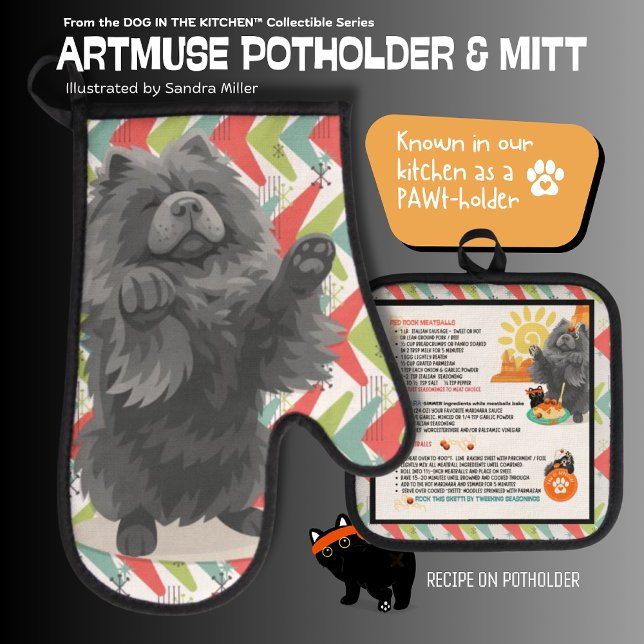 SHADY LADY -CHOW DOG Oven Mitt & Pot Holder Ofenhandschuh & Topflappen-Set (Von Creator hochgeladen)