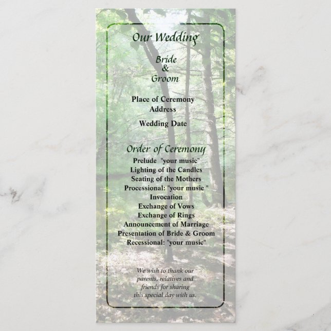 Shady Woods Wedding Program Programm (Vorderseite)