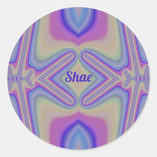 SHAE ~ Pastel Shades Fraktal ~ Personalisiert Runder Aufkleber
