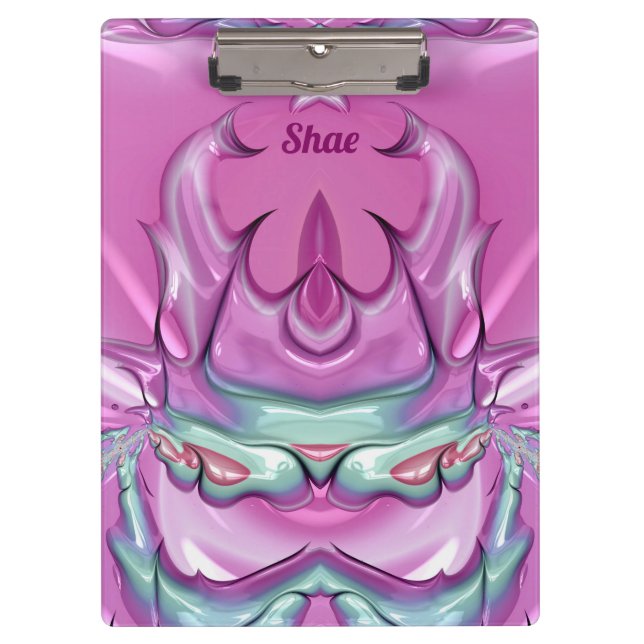 SHAE ~WOW! STÄRKEN! Rosa Grau Weiß und Cerealien Klemmbrett (Vorderseite)