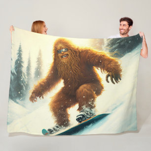 Shaggy Bigfoot Snowboarden AI Yeti Verschneiter Ha Fleecedecke
