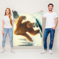 Shaggy Bigfoot Snowboarding AI Yeti Snowy Slope