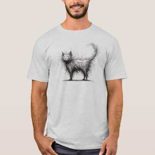 Shaggy Cat Funny Minimalistisch T-Shirt