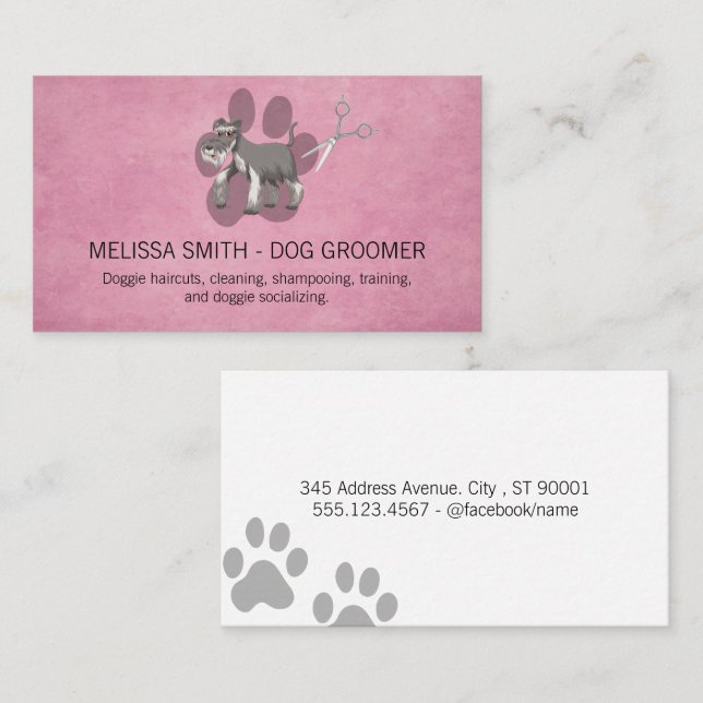 Shaggy Dog Groomer Business Card Visitenkarte (Vorne/Hinten)