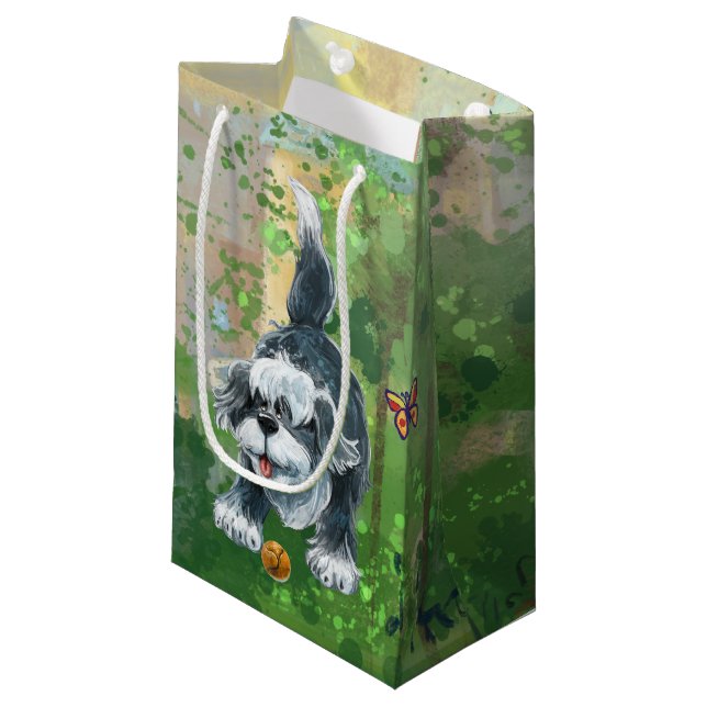 Shaggy Sheep Dog Kleine Geschenktüte (Vorderseite Schrägansicht)