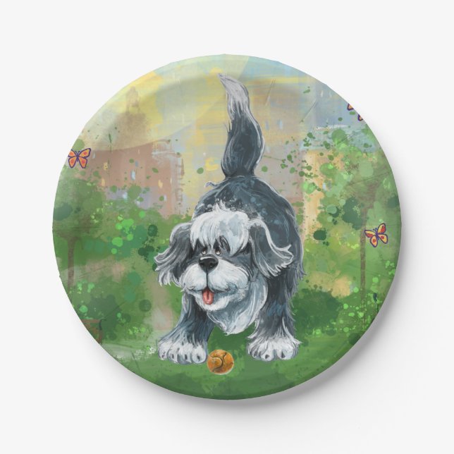 Shaggy Sheep Dog Pappteller (Vorderseite)