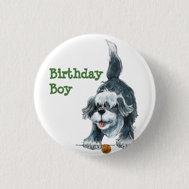 Shaggy Sheep Dog Party Center Button (Vorderseite)