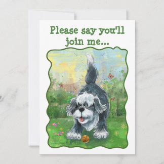 Shaggy Sheep Dog Party Center Einladung