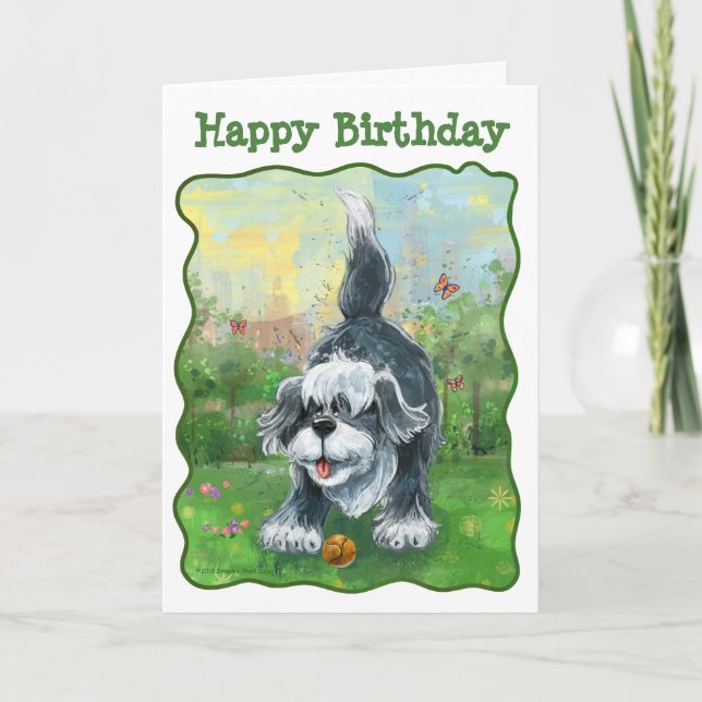 Shaggy Sheep Dog Party Center Karte (Vorderseite)