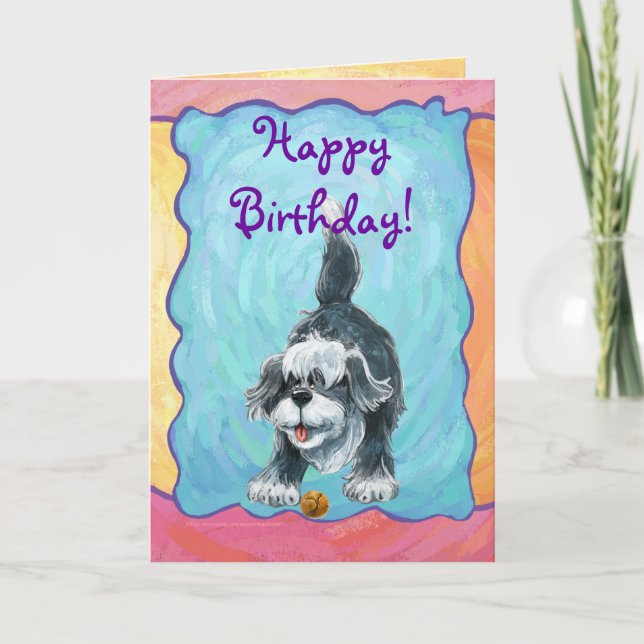 Shaggy Sheep Dog Party Center Karte (Vorderseite)