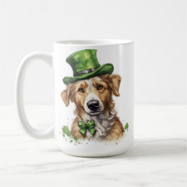 SHAGGY TAN DOG MIT GRÜNEN IRISH HAT KAFFEETASSE
