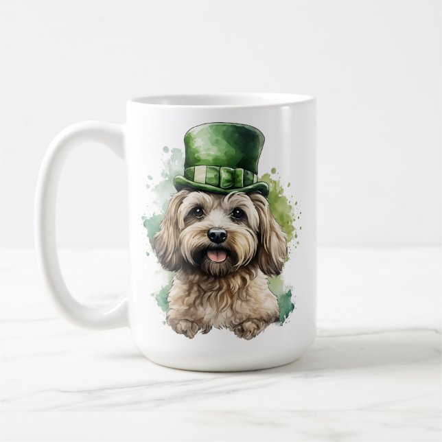 SHAGGY TAN DOG MIT GRÜNEN IRISH HAT KAFFEETASSE (Links)