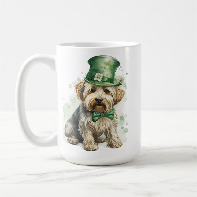 SHAGGY TAN DOG MIT GRÜNEN IRISH HAT KAFFEETASSE (Links)