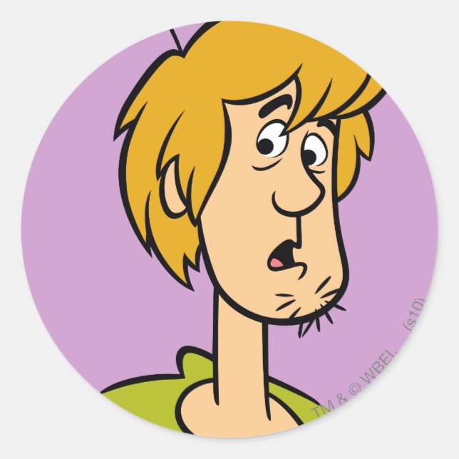 Shaggy überrascht runder aufkleber (Vorderseite)